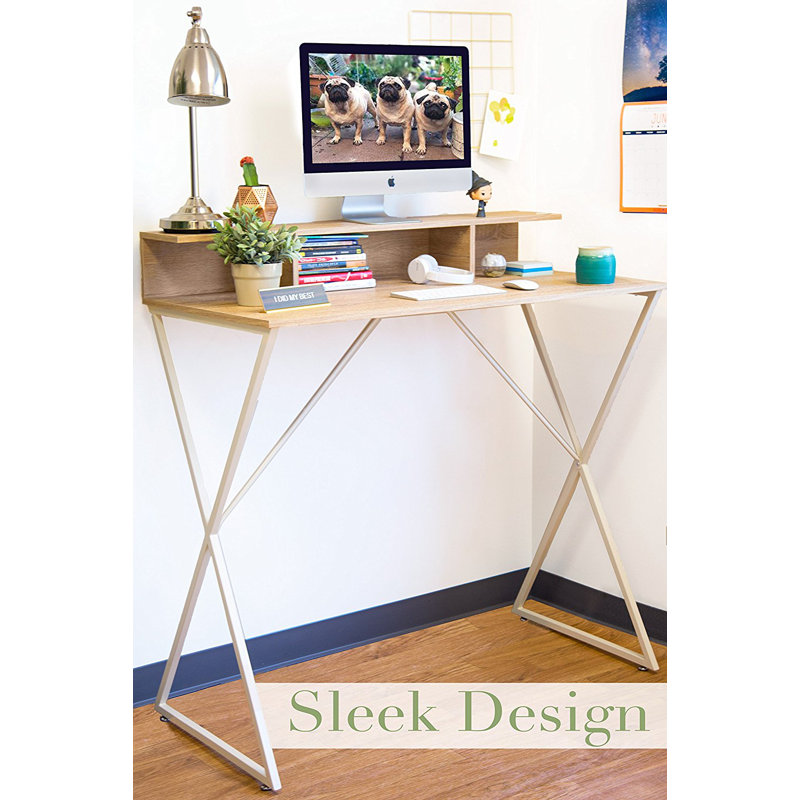 Maple Woodgrain 52" Modern Standing Desk with Storage Cubbies