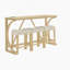 Ensemble de table et de chaises 4 pièces, table de salle à manger étroite avec prise de courant, 3 tabourets rembourrés-1352087966-1352087964