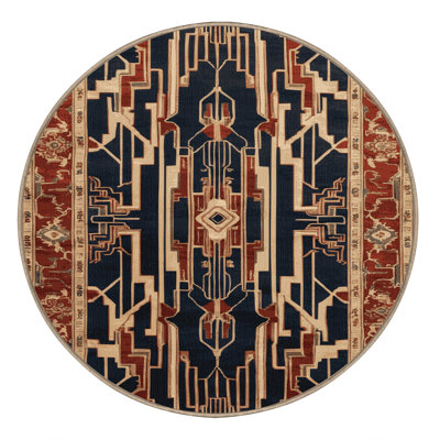 Machine Washable Art Deco Beige Area Rug