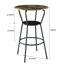 Table de bar ronde de style antique avec 2 tabourets rembourrés, d'une largeur de 24,49 po, pour les boissons intimes brun rustique, structure en métal et plateau en bois, sur une pièce appropriée