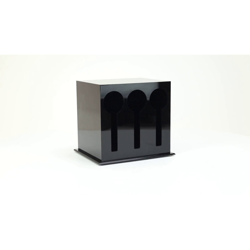 Black 3-Compartment Plastic Utensil Dispenser