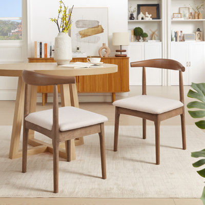 Chaises de salle à manger en bois massif avec dossier large incurvé, chaises d'appoint de cuisine de ferme