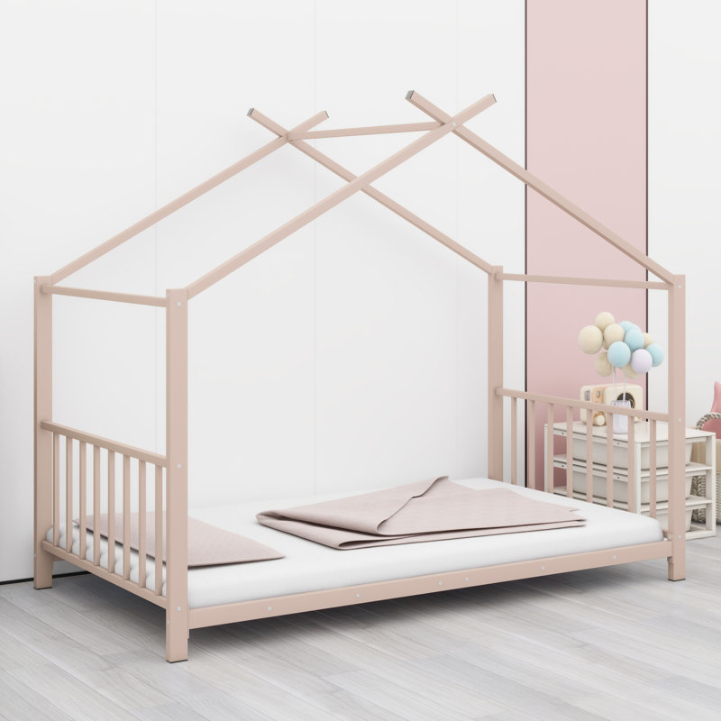 Lit plateforme en métal, Rose