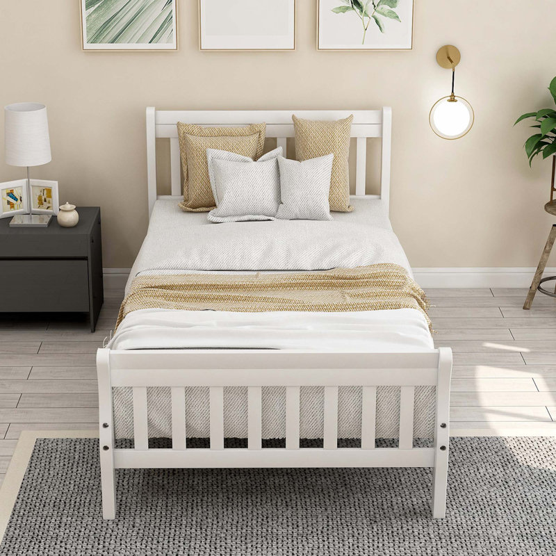 Structure de lit simple Wood, Blanc