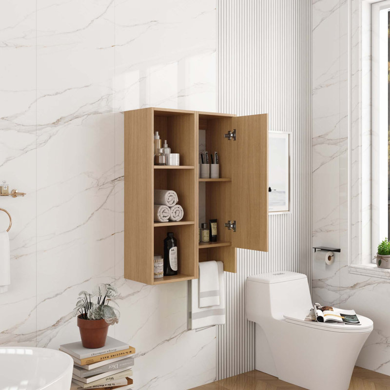 Combinaison de 24 po avec tablettes latérales et armoire de rangement avec porte à fermeture douce pour petite salle de bain, bureau et salle de rangement