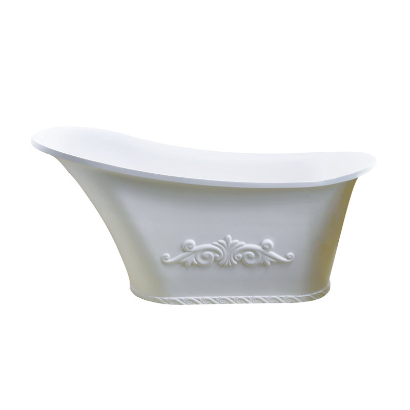 59.37'' x 25.5'' Freestanding Soaking Resin Bathtub, White