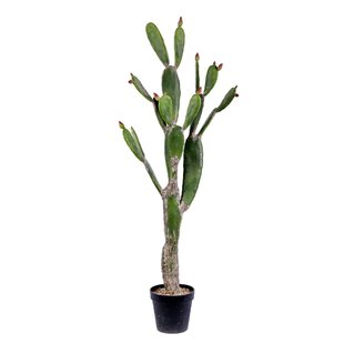 34.2 Large Natural Artificial Faux Fake Prickly Pear Cactus Desert Plant  with Black Planter Pot