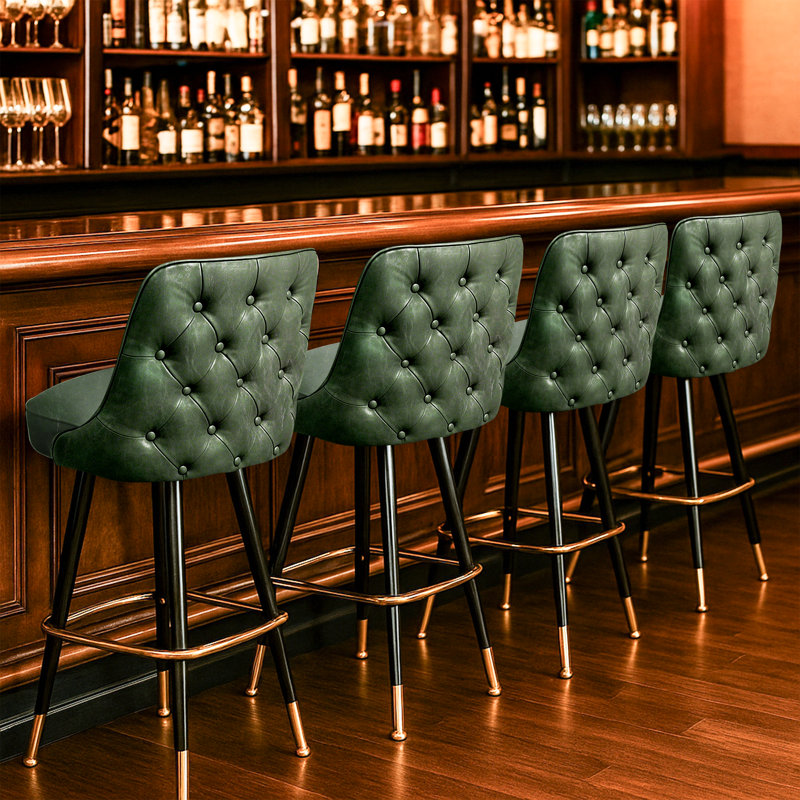 Tabouret de bar pivotant extérieur touffeté, Vert