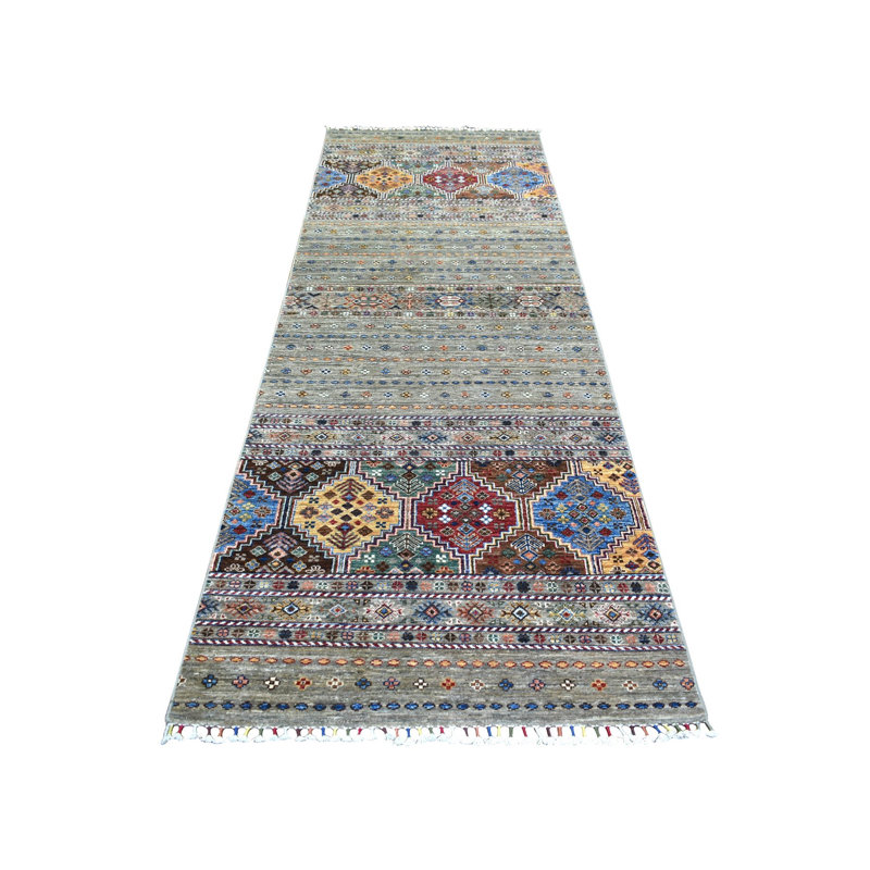 Tapis de couloir afghan super Kazak en laine douce noué à la main 3 pi 5 po x 10 pi 359501A7E62E49CBA882B13EFC36EAFF