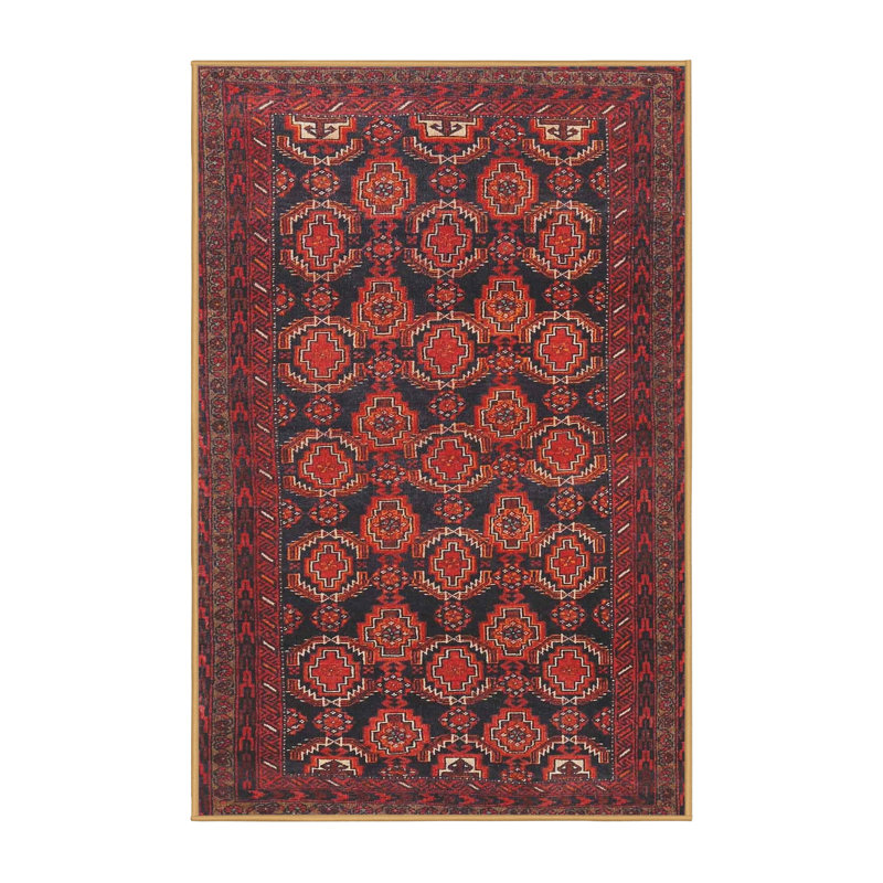 Tapis traditionnel rouge / brun, Rectangle 5 pi x 7 pi