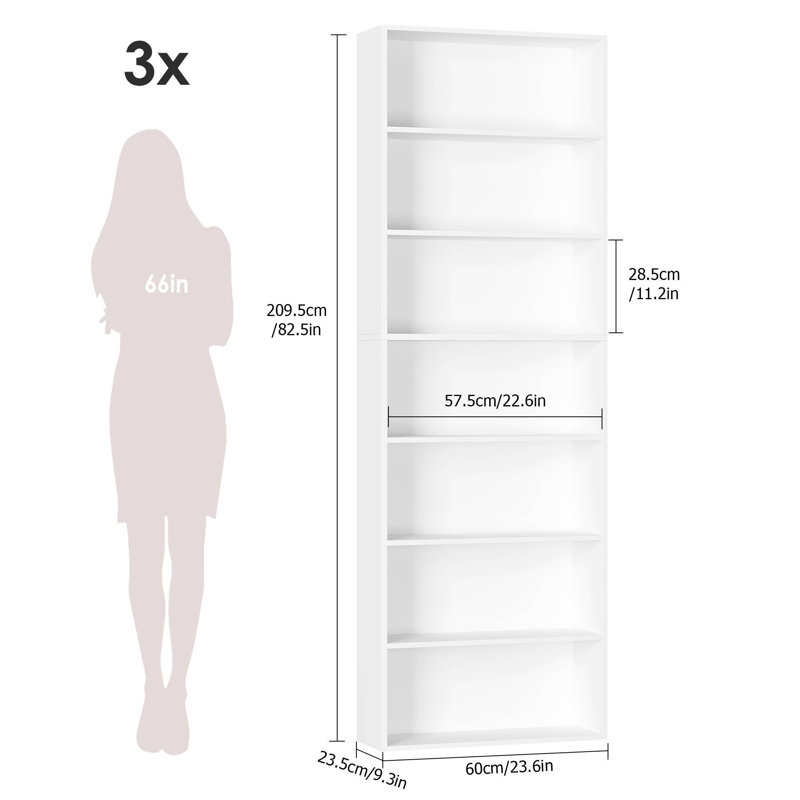 Ensemble de 3 bibliothèques standard à 3 niveaux H 82,5 po, Blanc