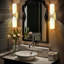 Applique murale double en verre - Métal, verre et or, ivoire blanc à 2 lumières câblées à intensité variable pour la salle de bain, le salon ou l'extérieur dans un style moderne, Mid-Century et contemporain-945608647