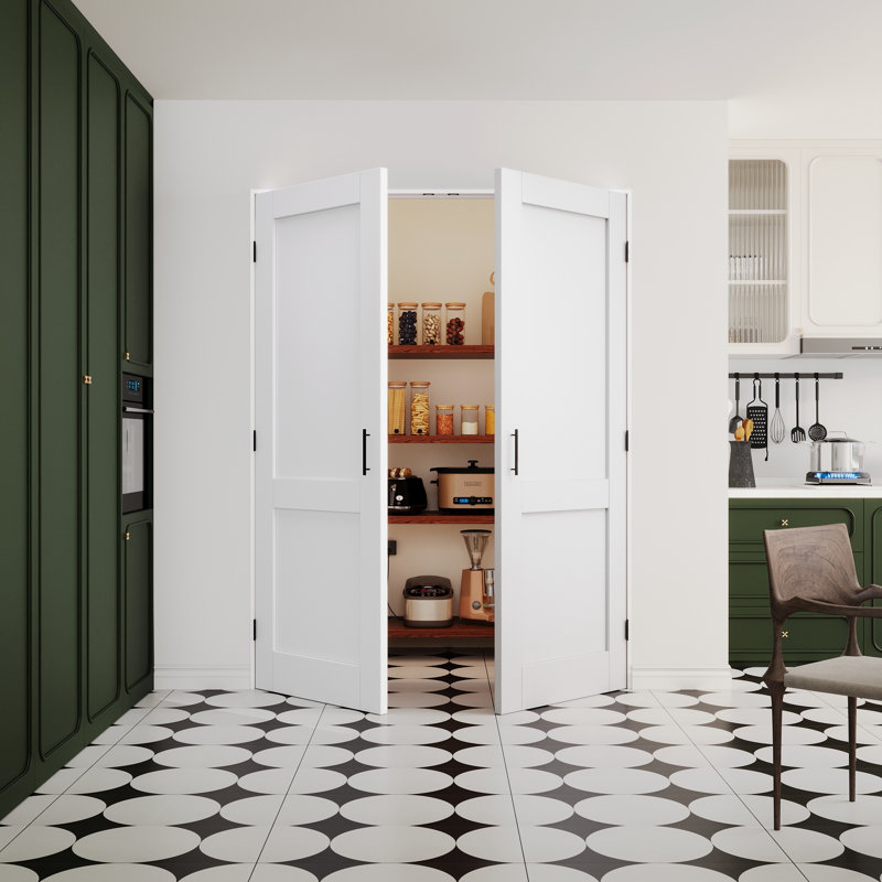 Portes françaises à 2 panneaux avec poignées et poignée, 60 po x 80 po