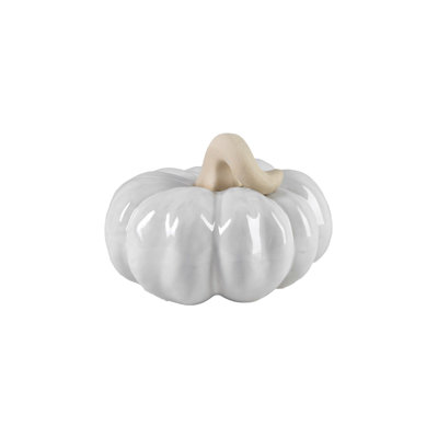 The Holiday Aisle® 6" White Ceramic Pumpkin, Porcelain Pumpkin For Home Fall Décor, Modern Holiday Decor For Halloween, Thanksgiving & Fall Harvest, T