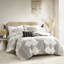 Édredon pour lit double / grand 4 pièces avec coussin décoratif. Noir / imprimé. Rembourrage. . Global Inspired Factor. Imprimé lavable à la machine.