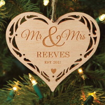 Mr. & Mrs. Heart Personalized Wood Holiday Shaped Ornament -  The Holiday Aisle®, 4F169EF2B43B4246BC75C068BF3066BA