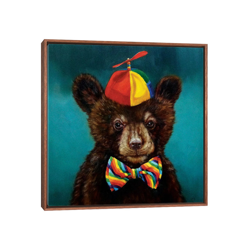 Art encadré d'un bébé ours, Toile classique avec cadre brun, H 26 po x l 26 po x P 1,5 po