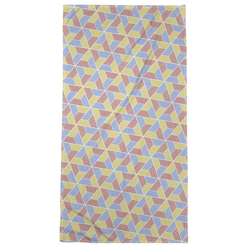 Serviette de bain trapézoïde, Rouge/bleu/jaune