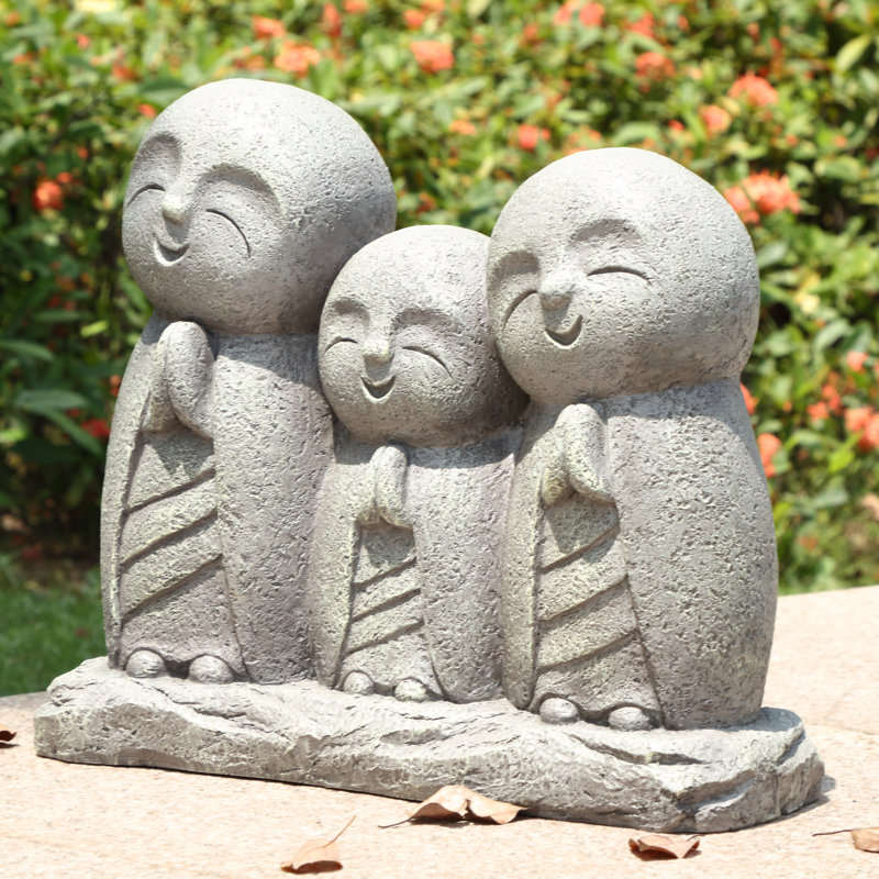 Praying Lucky Japanese Jizo Family Statue