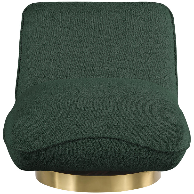 Iyden Upholstered Swivel Slipper Chair, Green Boucle Fabric