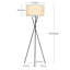 Lampe sur pied à DEL écoénergétique moderne de 60 po avec abat-jour tambour en tissu brun clair et pieds de trépied noirs Jaxon-686952900-686952907