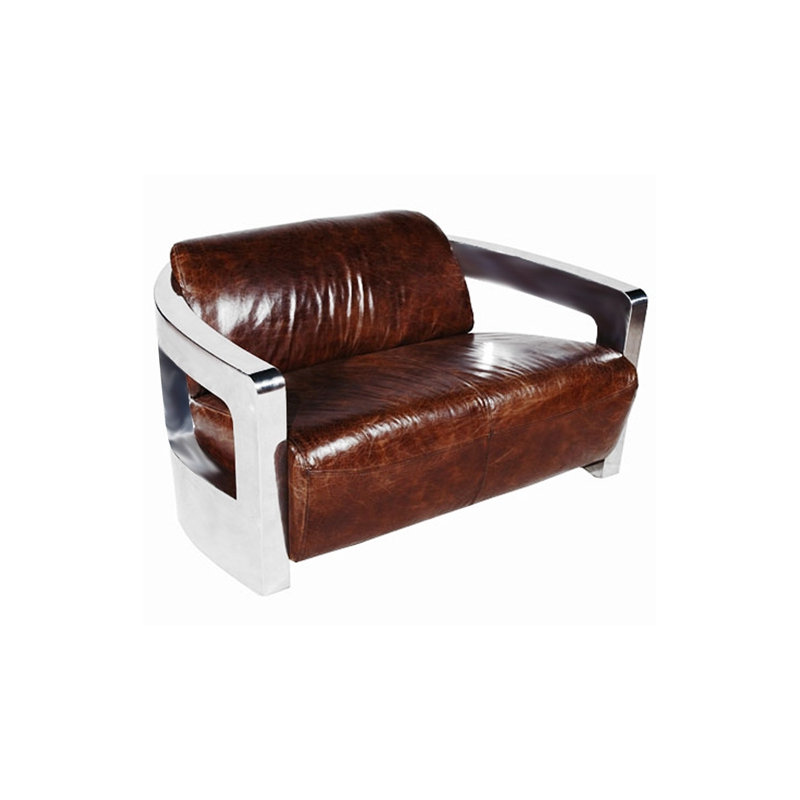 Murcia Genuine Leather Loveseat, Brown