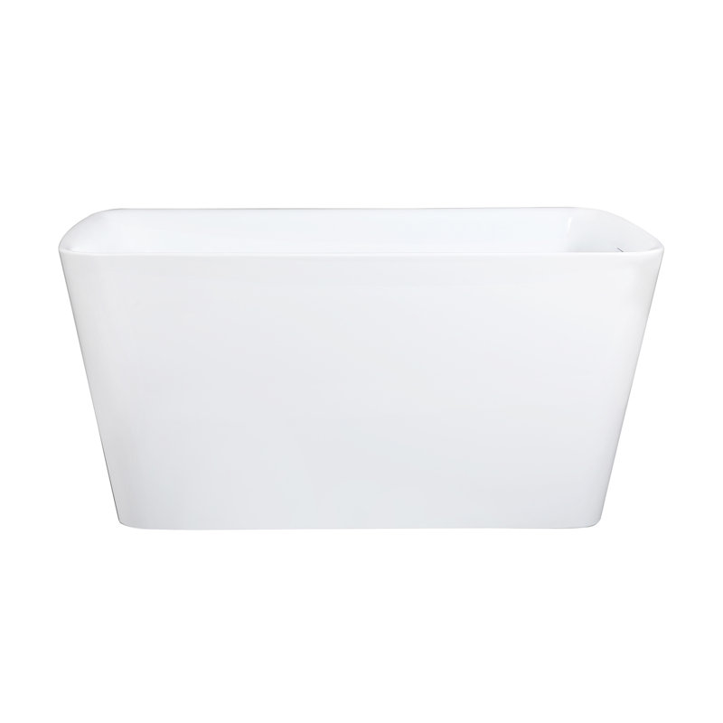 Kingston Brass Aqua Eden 51-Inch Acrylic Rectangular Double Ended Freestanding Tub with Drain and Integrated Seat