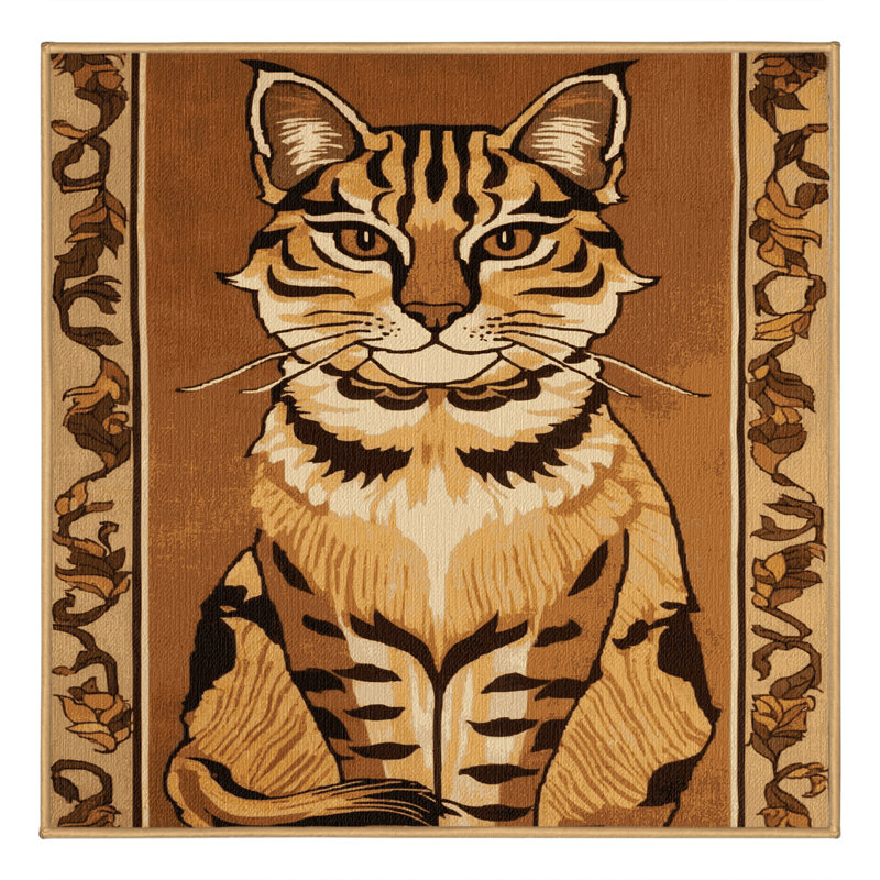  Tapis lavable avec gros chats asiatiques Golden Cat, Carré 6 pi