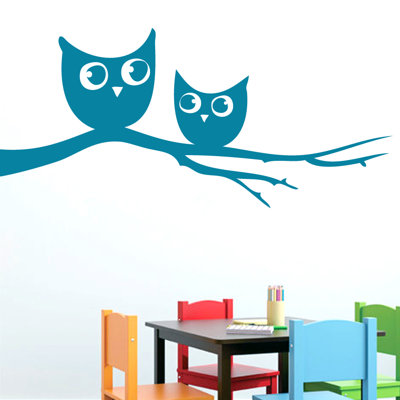 Décalcomanie murale owls sur une branche