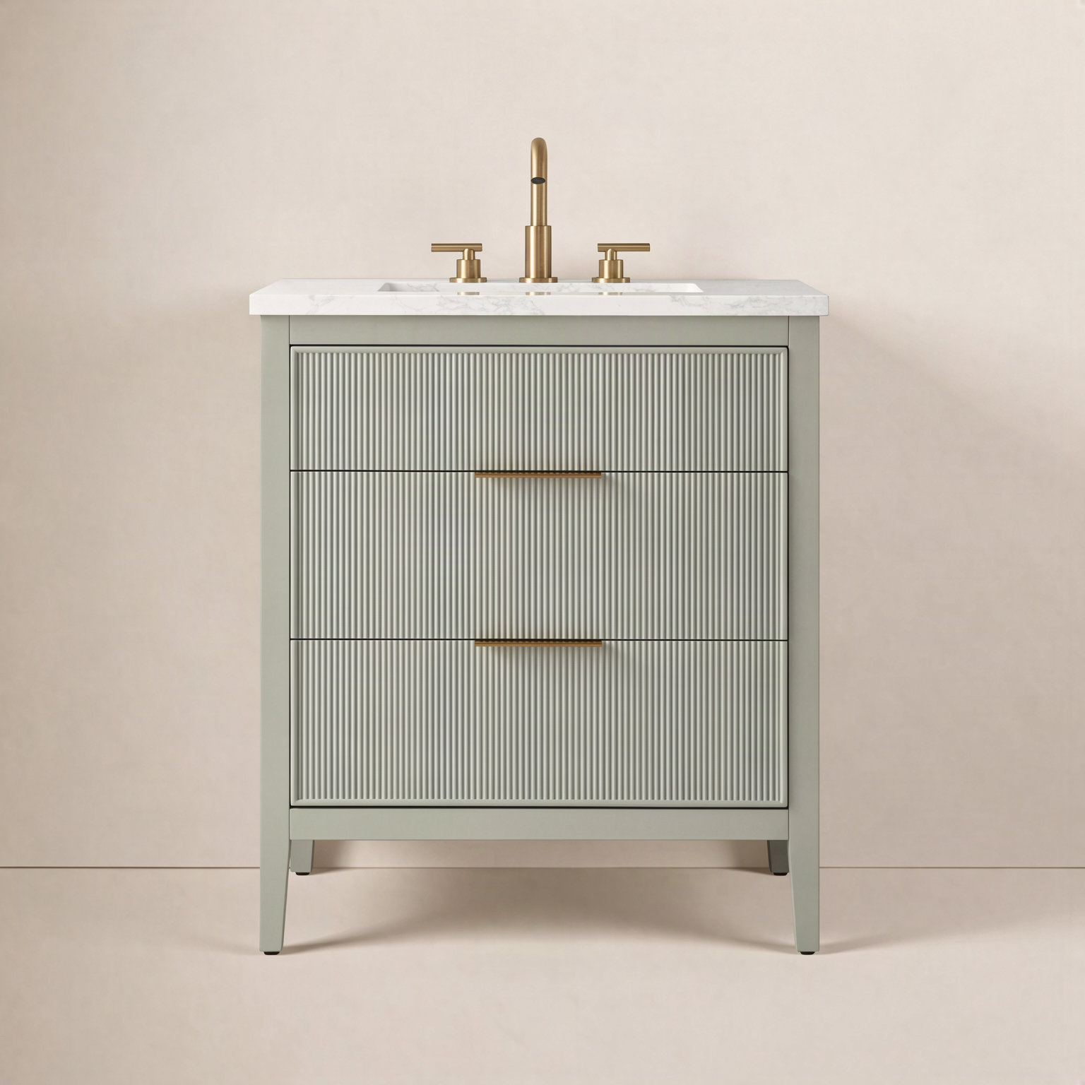 Bilroy 30" Oak Single Bathroom Vanity, Light Sage
