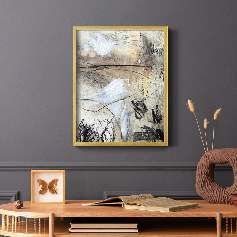«Masked Notes I», reproduction encadrée - bois massif, H 10 po x l 8 po, Or