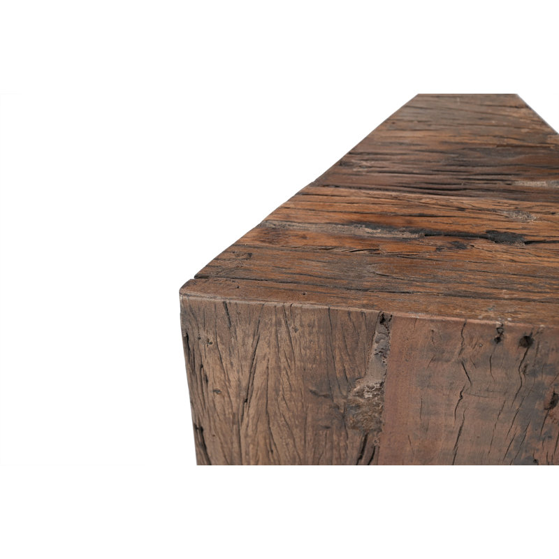 Table d'appoint triangulaire en bois naturel, H 24,5 po x L 12,5 po x l 11,5 po