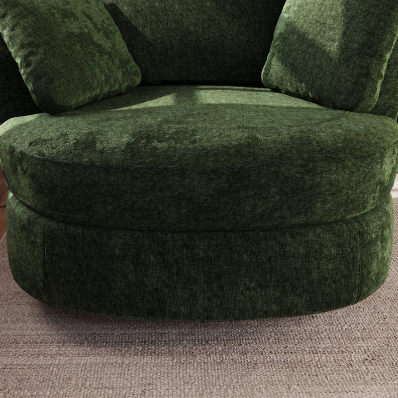 Fauteuil demi-tonneau pivotant avec housse et 3 coussins, Vert