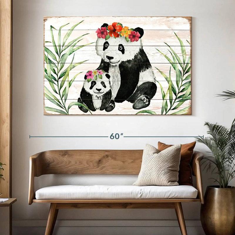 Couronne florale Brampt Pandas, H 34 po x l 51 po