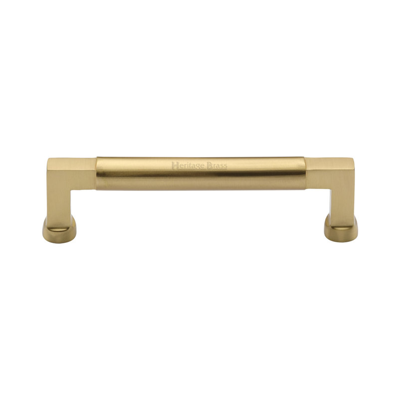 Heritage Brass Heritage Cabinet Pull Bauhaus Design, Satin Brass, 12.8cm H x 16cm W x 14.4cm D