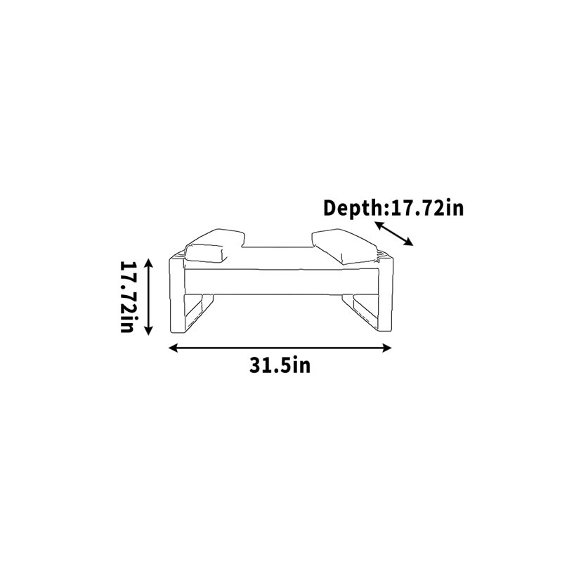 Banc en cuir, H 17,72 po x l 31,5 po x P 17,72 po