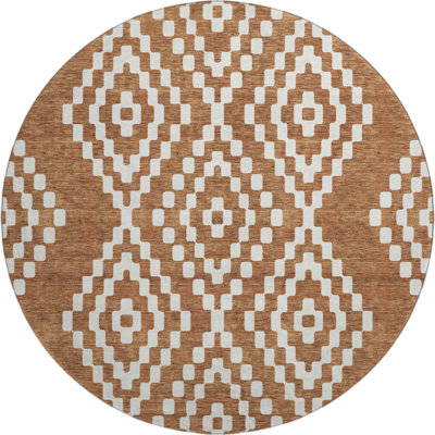 Premium Machine Washable Prisco Terracotta Rug