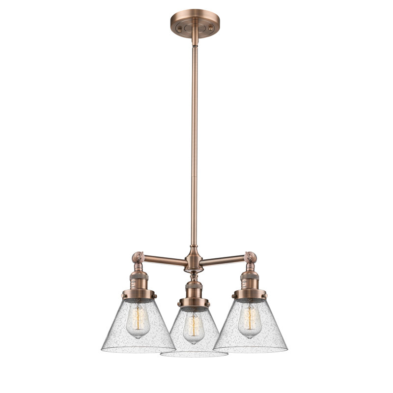 Lustre géométrique à 3 lumières, Cuivre antique
