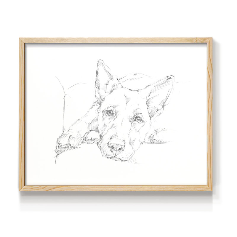 Lazy Dog IV - Impression encadrée - Restickable, H 22 po x l 28 po, Naturel