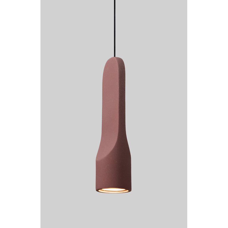 Parga Ceramic Pendant, 12.8" H x 3.5" W x 3.5" D, Burgundy, Yes