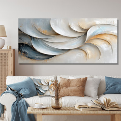 «Grey White Waves of Introspection I», art mural abstrait en métal, reproduction d'art moderne sur métal