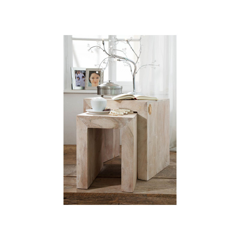 Nature Solid Wood Sled Nesting Tables