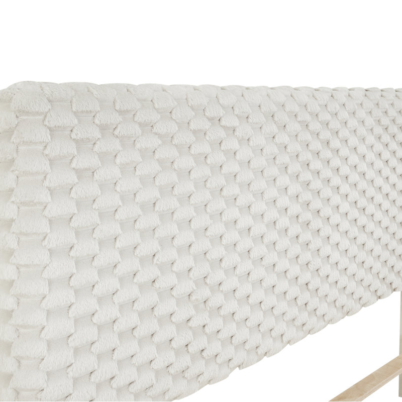 Lit plateforme tapissier blanc de taille simple 3D - Rembourrage en mousse Élégante pièce de chambre à coucher réglable en hauteur pour un confort personnalisé Installation facile