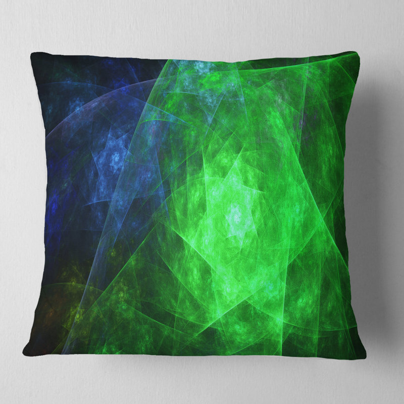 Polyèdre rotatif - coussin abstrait imprimé, Vert, 18 po x 18 po, Coussin décoratif