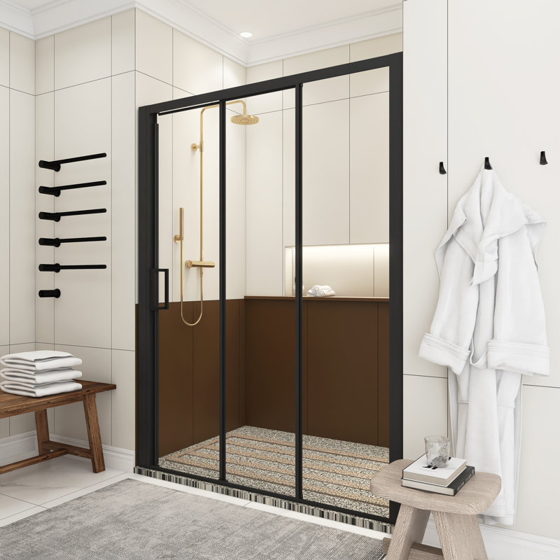Trois portes de douche coulissantes encadrées l 60 po x H 70 po
