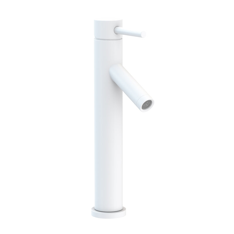 East Linear Single Hole Vessel Faucet, Matte White