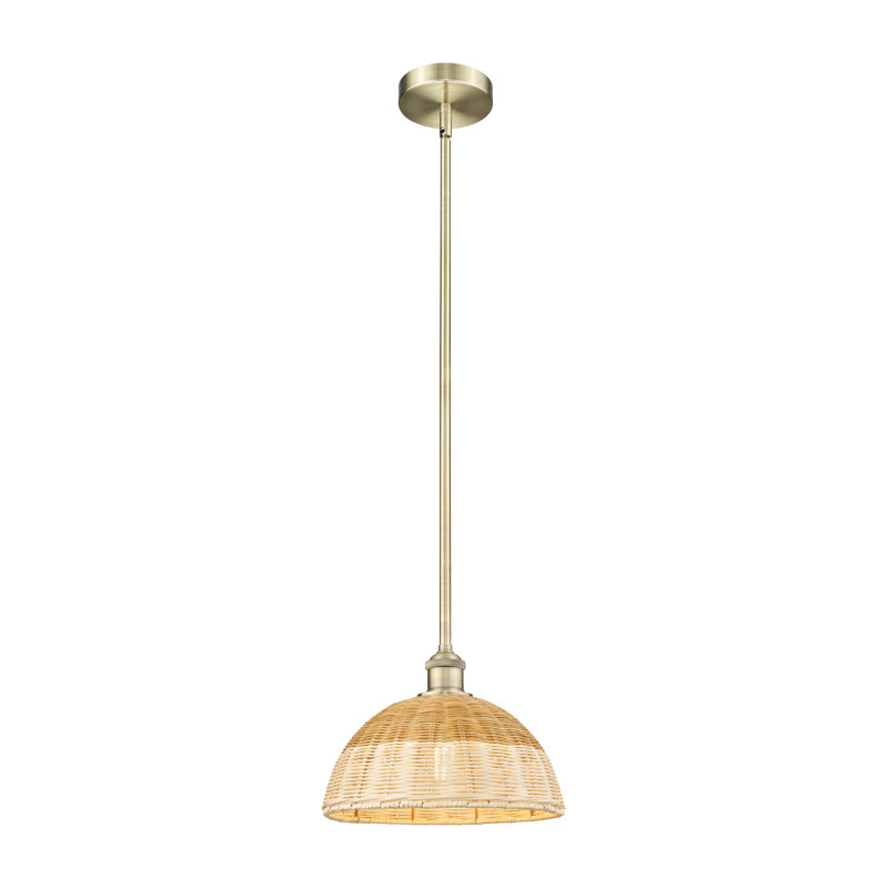 Mini-luminaire suspendu 1 lumière Edison - Bristol Natural II, Laiton antique, H 13 po x l 11,75 po x P 11,75 po