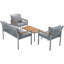 4 Seater Grey Rattan Garden Furniture Set with Double Sofa, 2 Armchairs and Table, Outdoor Lounge Set with Cushions and Steel Frame