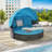Outdoor Patio Round Daybed with Retractable Canopy and Storable Table-1569812726