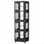 Bibliothèque rotative de rangement pour la maison, grand classique noir tout acier à 4 niveaux avec roulettes pivotantes à 360 degrés